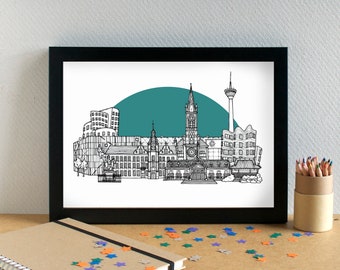 Düsseldorf Skyline Art Print