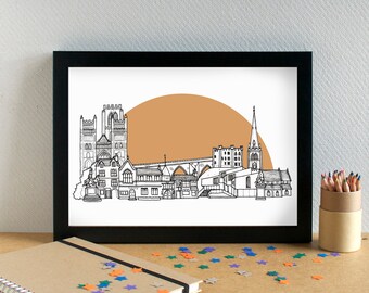 Durham Skyline Art Print