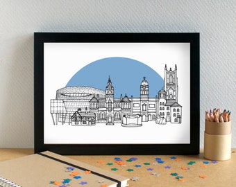 Derby Skyline Art Print