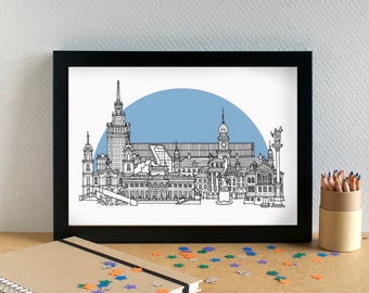 Warsaw Skyline Travel Art Print