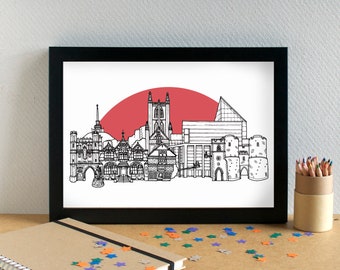 Canterbury Skyline Art Print