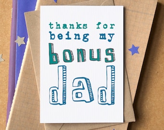 Stepdad Father's Day Card - Bonus Dad Card - birthday card for stepdad - stepdad card - Father's Day card for stepdad