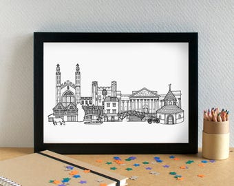 Cambridge Landmarks Skyline Art Print