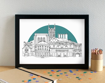 Bury St Edmunds Skyline Art Print