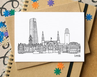 Leeds Skyline Greetings Card