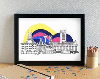 Eurovision 2023 Liverpool Skyline Travel Art Print