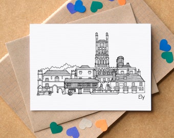 Ely Skyline Greetings Card