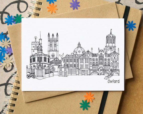 Oxford Skyline Greetings Card Etsy