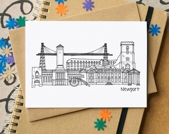Newport Wales Skyline Greetings Card