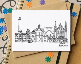 Aberdeen Skyline Greetings Card
