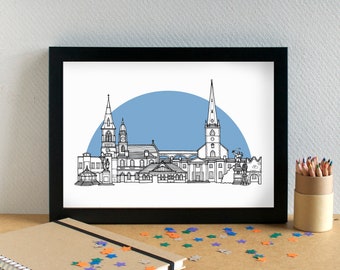 Lisburn Landmarks Skyline Art Print