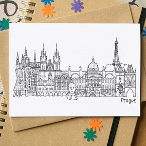 Prag Skyline Grußkarte