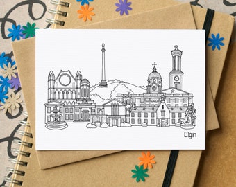 Elgin Skyline Greetings Card