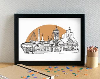 Cardiff Skyline Art Print