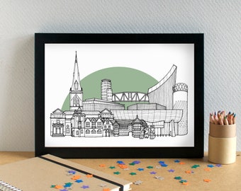 Salford Landmarks Skyline Art Print