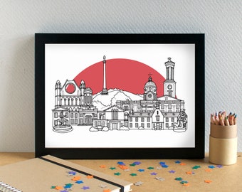 Elgin Skyline Art Print