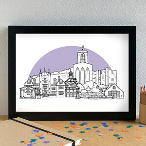Guildford Landmarks Skyline Art Print