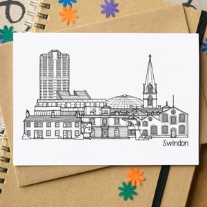 Swindon Skyline Greetings Card