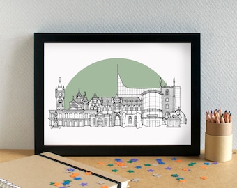 Reading Landmarks Skyline Art Print