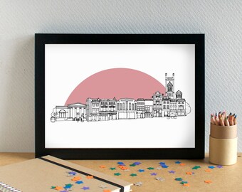 Bold Street Liverpool Landmarks Skyline Art Print