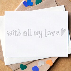Schlichte Grußkarte „With All My Love“.