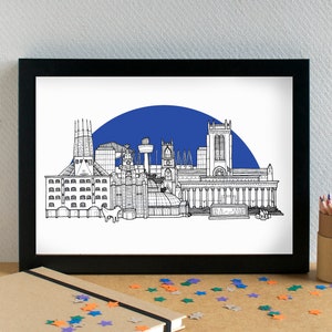 Liverpool - featuring Everton's Goodison Park - Skyline Art Print