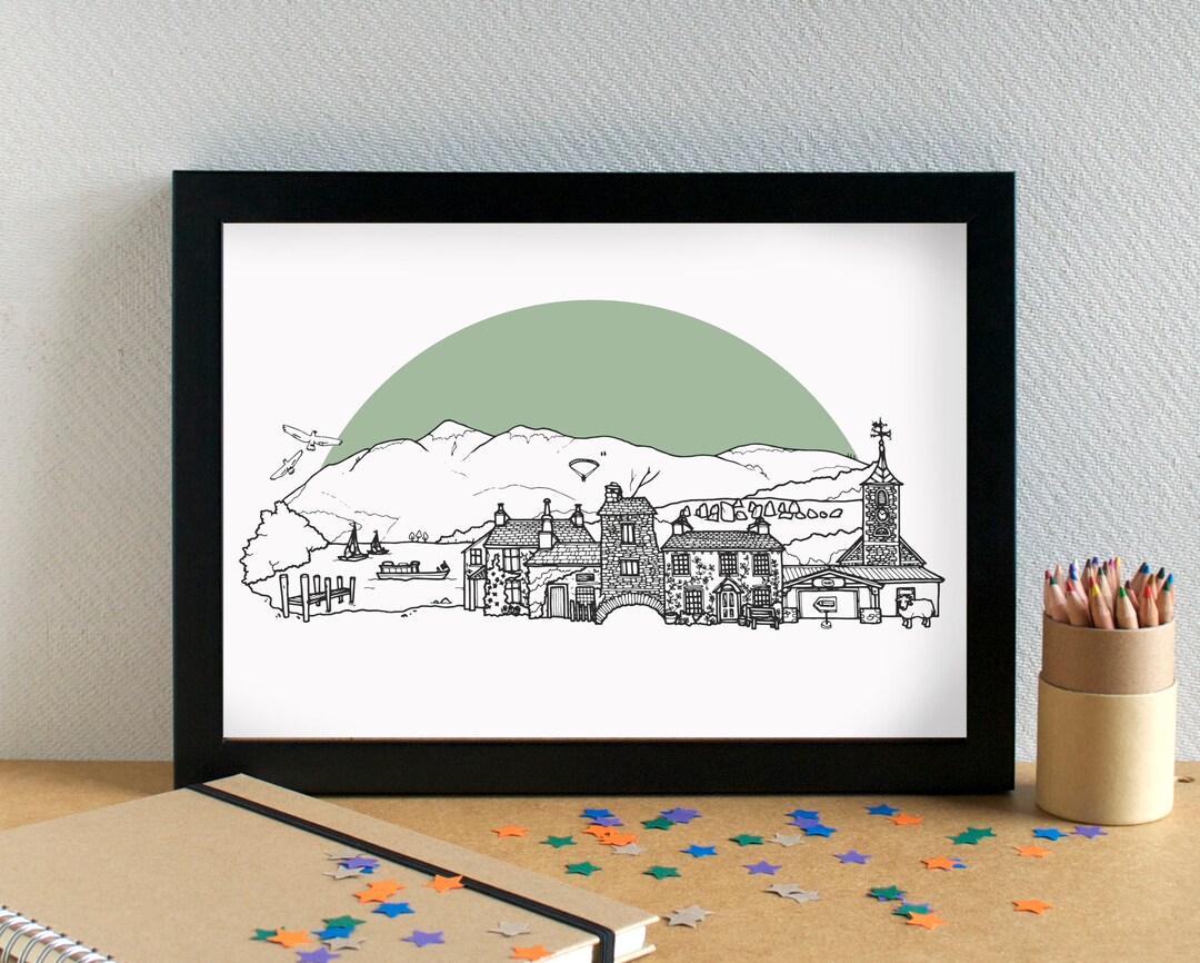 Lake District Skyline Travel Art Print - Etsy