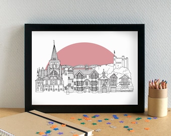 Rochester Landmarks Skyline Art Print