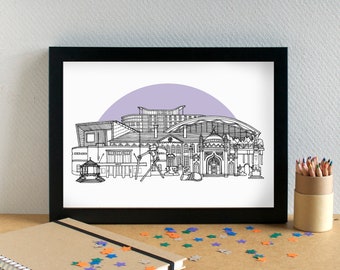 Woking Landmarks Skyline Art Print