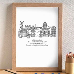 May include: A black and white line drawing of a city skyline with the text "26 Church Road Home to the Williams family since September 2016 Home is not a place... it's a feeling" printed below.