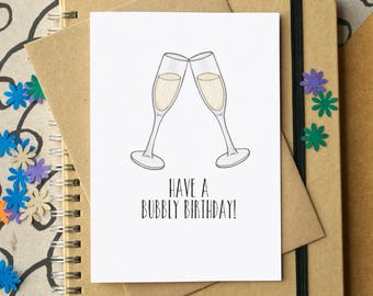 Funny Prosecco "Have a Bubbly Birthday" Card