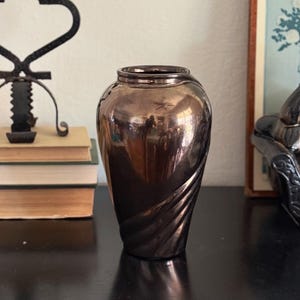 Vintage Haeger Pottery Bronze Glazed Ceramic Swirl Vase / Vessel