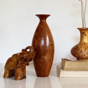 Tall Maple Burlwood Bud Vase / Turned with Tapered Neck
