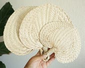 Vintage Woven Straw Raffia Fan - Small / Medium / Large sizes -