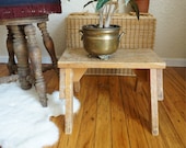 Vintage Solid Wood Step Stool with Handmade Note