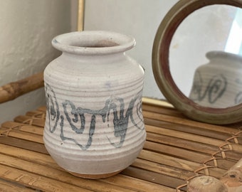 Stone White Glazed Ceramic Vase / Planter Pot / Vessel / Jar