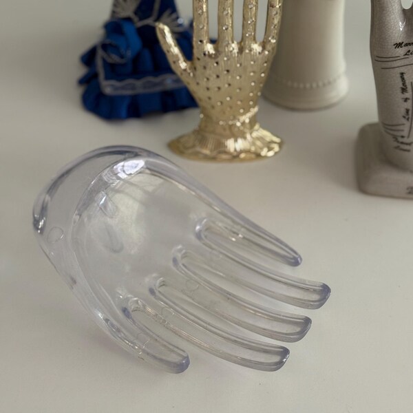 Exhibición de escultura de maniquí de mano de acrílico transparente vintage