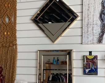 Vintage Gold Framed Mirror - Square or Diamond Shaped Wall Hanging