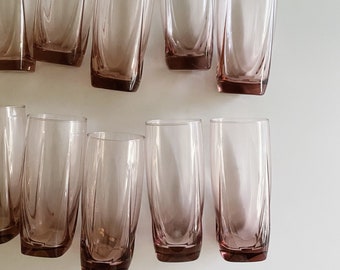 Purple Libbey Clear Glass Tallboy Cups - Set of 10