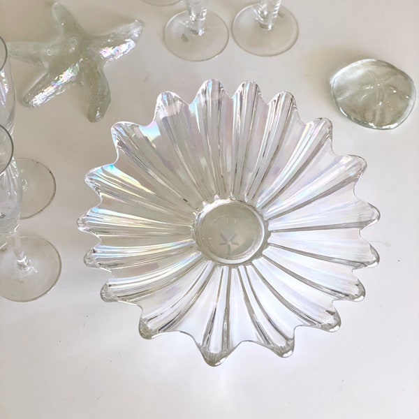 Federal Glass Iridescent Starburst Platter / Dish / Tray