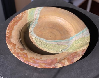 Round Unique Ceramic Platter / Plate / Handmade Studio Pottery by Pirjo Nylander