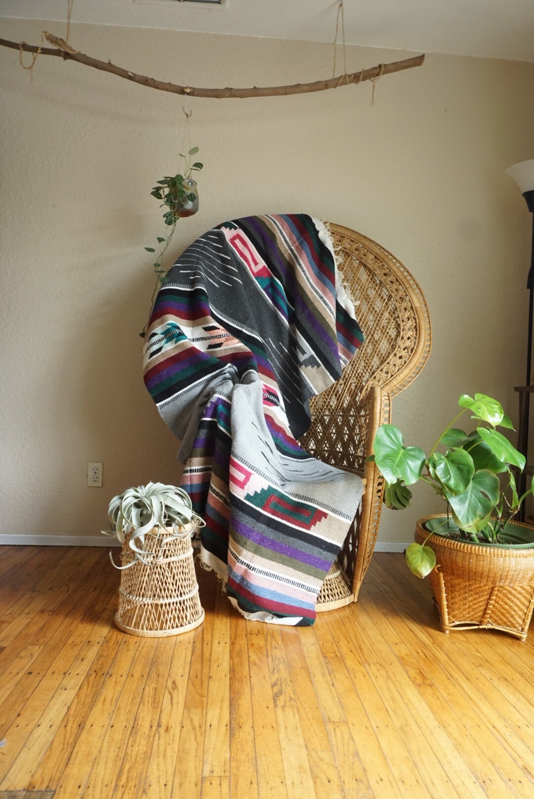 Large Colorful Wool Blanket / Tapestry / Throw