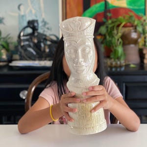 Tall Iridescent Porcelain Queen Chess Statuette Figurine