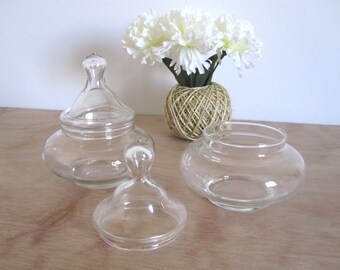 Small Vintage Glass Apothecary Candy Dish Jar