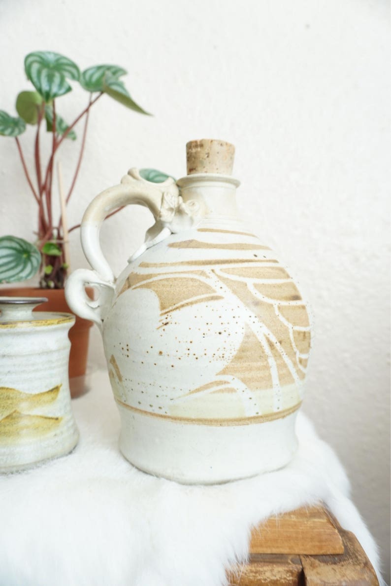 Large Vintage Ceramic Jug with Cork Lid Etsy