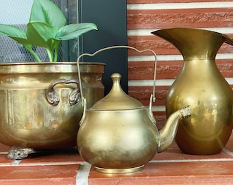 Vintage Solid Brass Kettle / Water Pitcher / Vessel