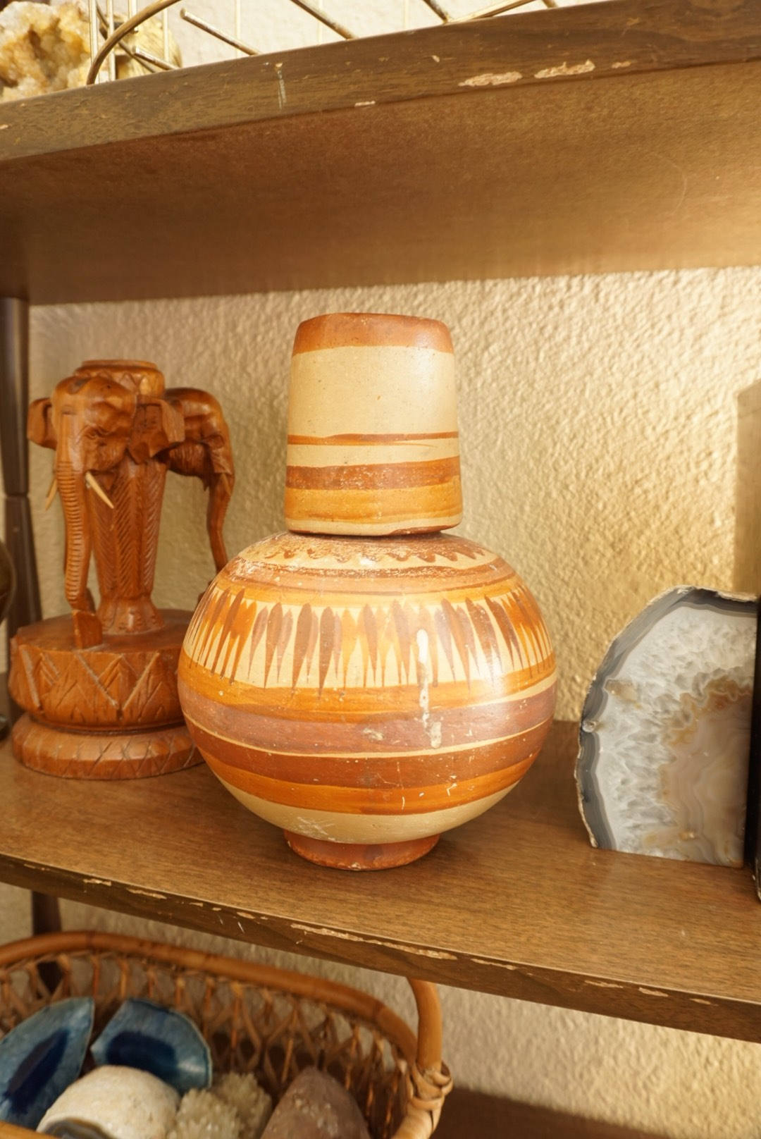 Vintage Mexican Water Jug with Matching Mug Cup