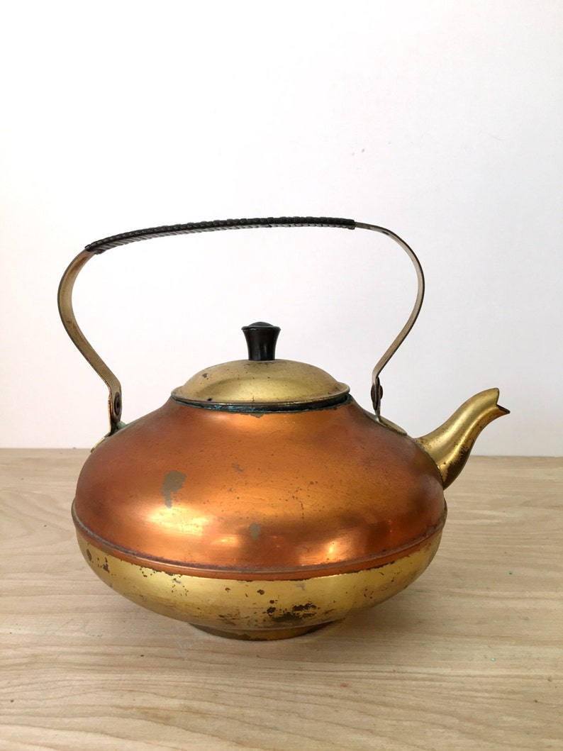 Mid Century Copper and Brass Teapot with Lid and Handle Etsy