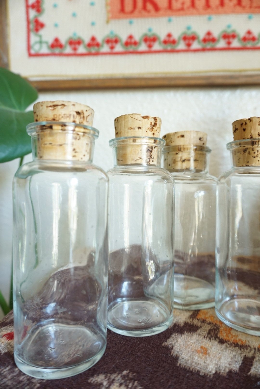 Vintage Clear Glass Apothecary Bottles with Cork Lids ...