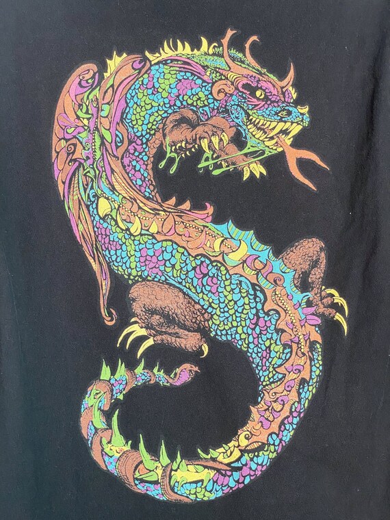 RARE Vintage Stüssy Dragon Graphics T-Shirt / 80s… - image 4